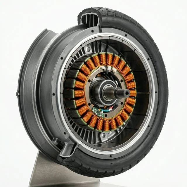 Hub motor internal structure with stator and magnet ring context