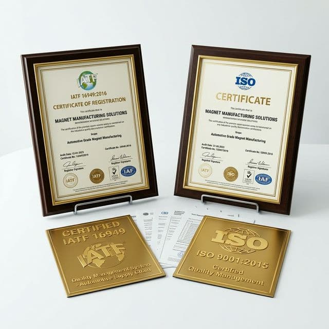 IATF 16949 and ISO quality certification badges