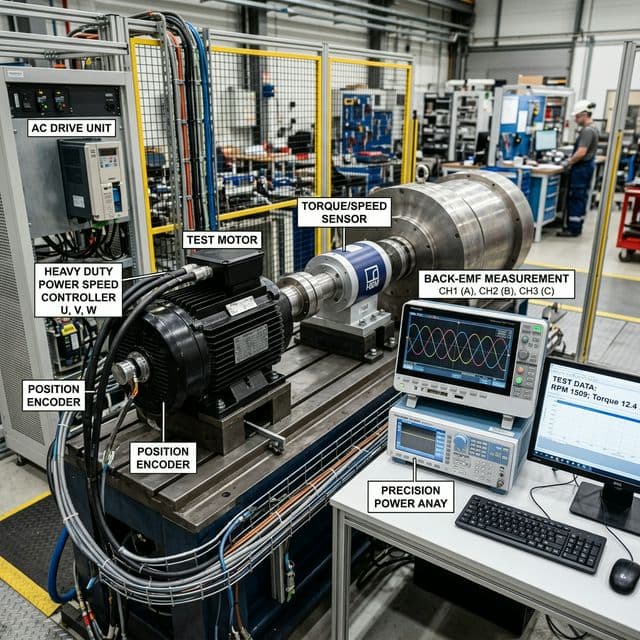 Motor back-EMF laboratory testing setup